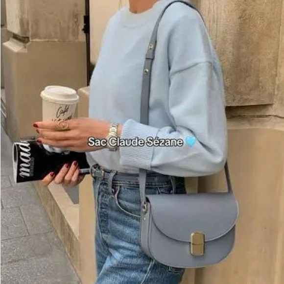 SOLD NWT Sézane Claude Bag in Smooth Vintage Blue - Picture 3 of 12